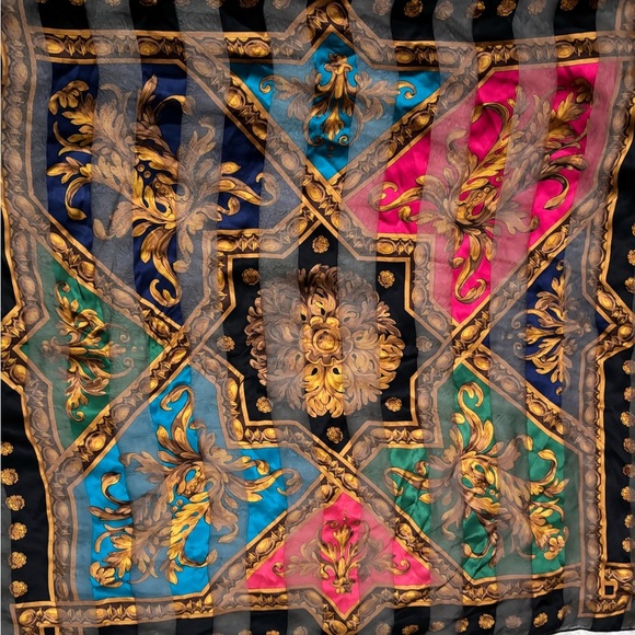WORTH Women’s Elegant Silk Gold Detailing Scarf - Picture 3 of 14